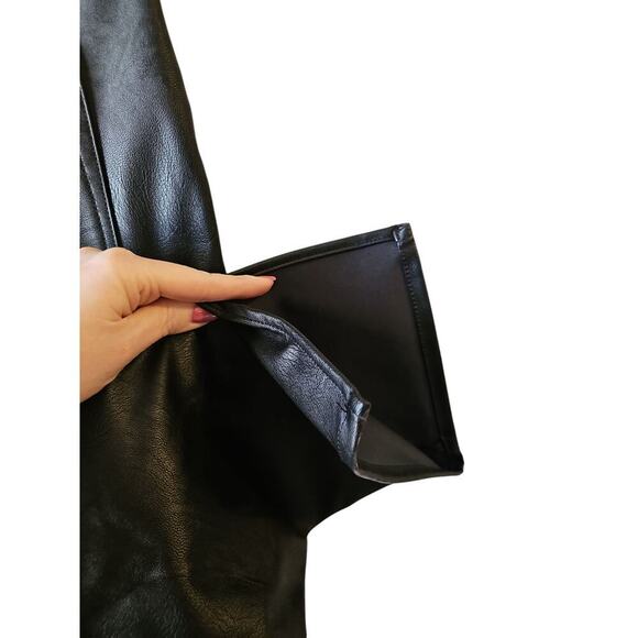 Good American sz 14 black faux Leather Good Boy Side Slit Pants WP148 - Picture 9 of 12